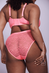 Signature Lace Brief - Neon Coral