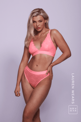 Signature Lace Bralette - Neon Coral