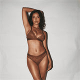 Culotte en dentelle nude - Caramel