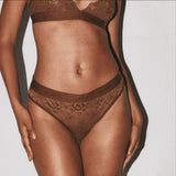 Culotte en dentelle nude - Caramel