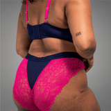 Synergy Lace Brief - Navy & Pink - Lemonade Dolls