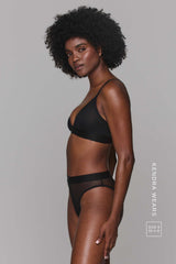 So Soft Mesh Bralette - Striped Black