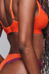 Floral Embroidered Bralette - Orange