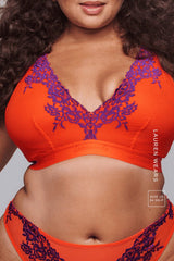 Floral Embroidered Bralette - Orange