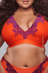 Floral Embroidered Bralette - Orange