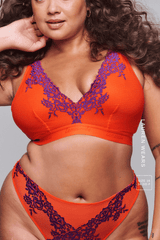 Floral Embroidered Bralette - Orange