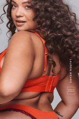 Floral Embroidered Bralette - Orange