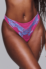 Floral Embroidered Thong - Pink