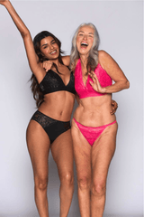 Glitter Lace Bralette & Brief Set - Black