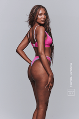 Floral Embroidered Bralette & Thong Set - Pink