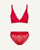 Signature Lace Bralette & Brief Set - Red
