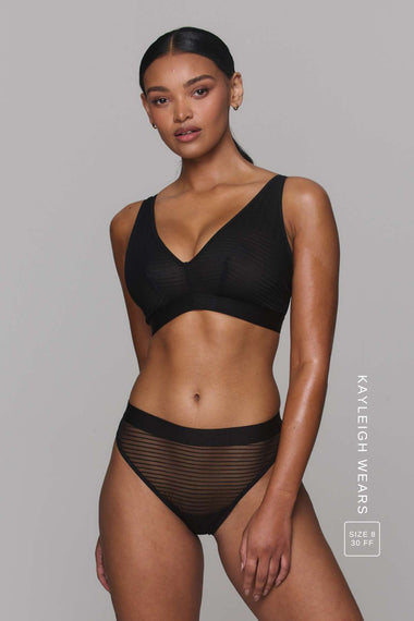 So Soft Mesh Fuller Cup Bralette - Striped Black