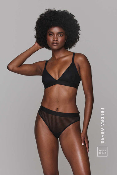 So Soft Mesh Bralette - Striped Black