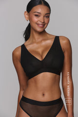 So Soft Mesh Fuller Cup Bralette - Striped Black