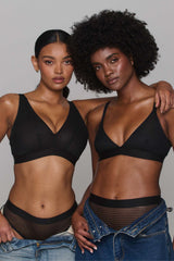 So Soft Mesh Bralette - Striped Black