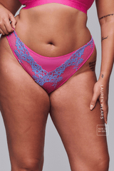 Floral Embroidered Thong - Pink