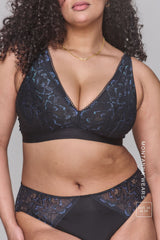 Iridescent Lace Fuller Cup  - Black