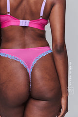 Floral Embroidered Bralette & Thong Set - Pink