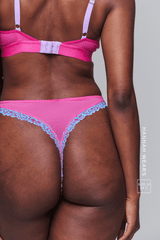 Floral Embroidered Bralette & Thong Set - Pink