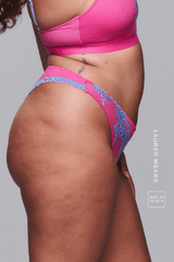 Floral Embroidered Thong - Pink