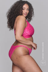 Iridescent Lace Fuller Cup & Tanga Set - Pink