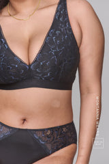 Iridescent Lace Fuller Cup  - Black