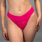 Stretch Lace Thong - Pink