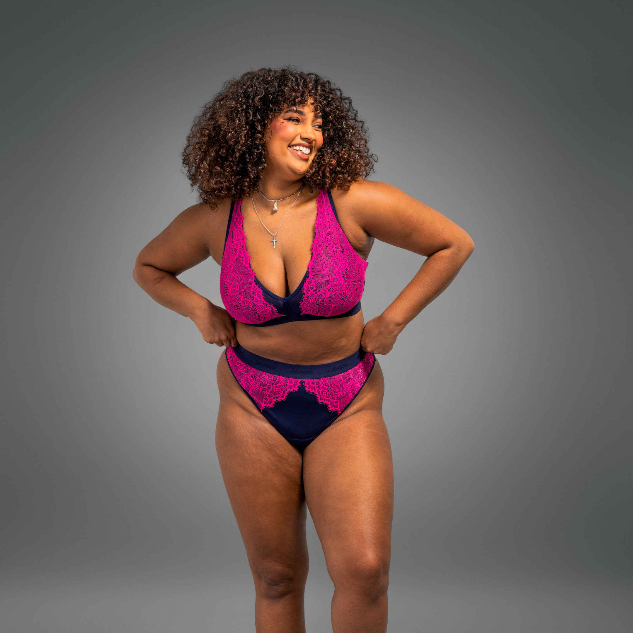 Synergy Lace Fuller Cup Bralette - Pink & Navy