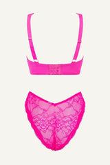 Push-upbeha & Brazilian-slip met Signature Lace Mix - Neon Pink
