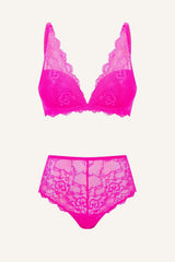 All Wonder, All You Push Up Bra & Signature Lace Short Set - Neon Pink