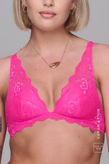 All Wonder, All You Push Up Bra & Signature Lace Mix V Brazilian Set - Neon Pink