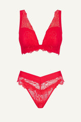 All Wonder, All You Push Up Bra & V Brazilian Set - Red
