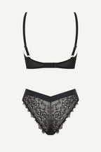 Black Lace Push Up Bra And Brazilian Set