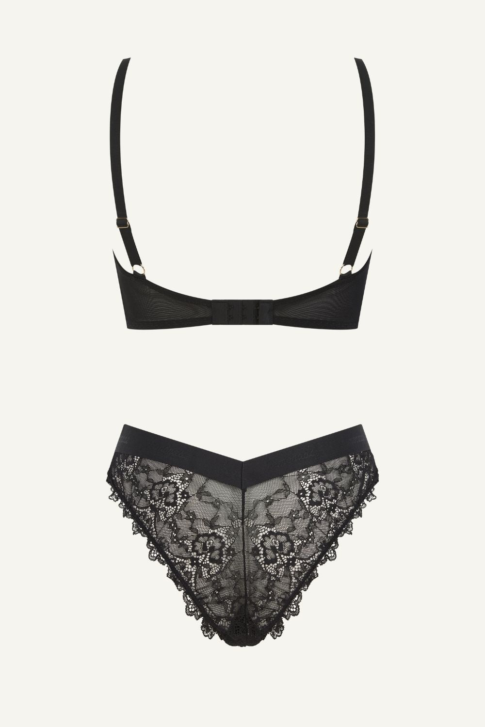 Black Lace Push Up Bra And Brazilian Set
