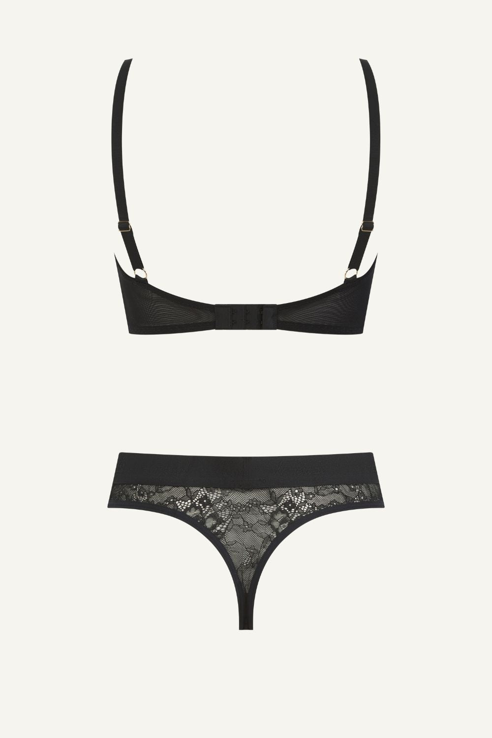 Black Lace Push Up Bra And Thong Set