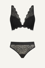 All Wonder, Push Up Bra & Thong - Black