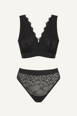 Signature Lace Fuller Cup Bralette & Brief Set - Black