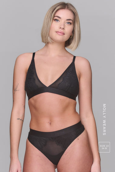 Black Lace And Mesh Bralette