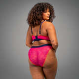 Signature Lace High Waisted Brief- Trilogy Pink & Navy