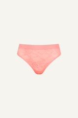 Signature Lace Brief - Neon Coral