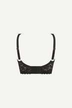 A ghost image of the back of the black silhouette lace fuller cup bra 