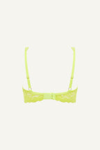 A ghost image of the back of the silhouette lace bra in the colour lime 