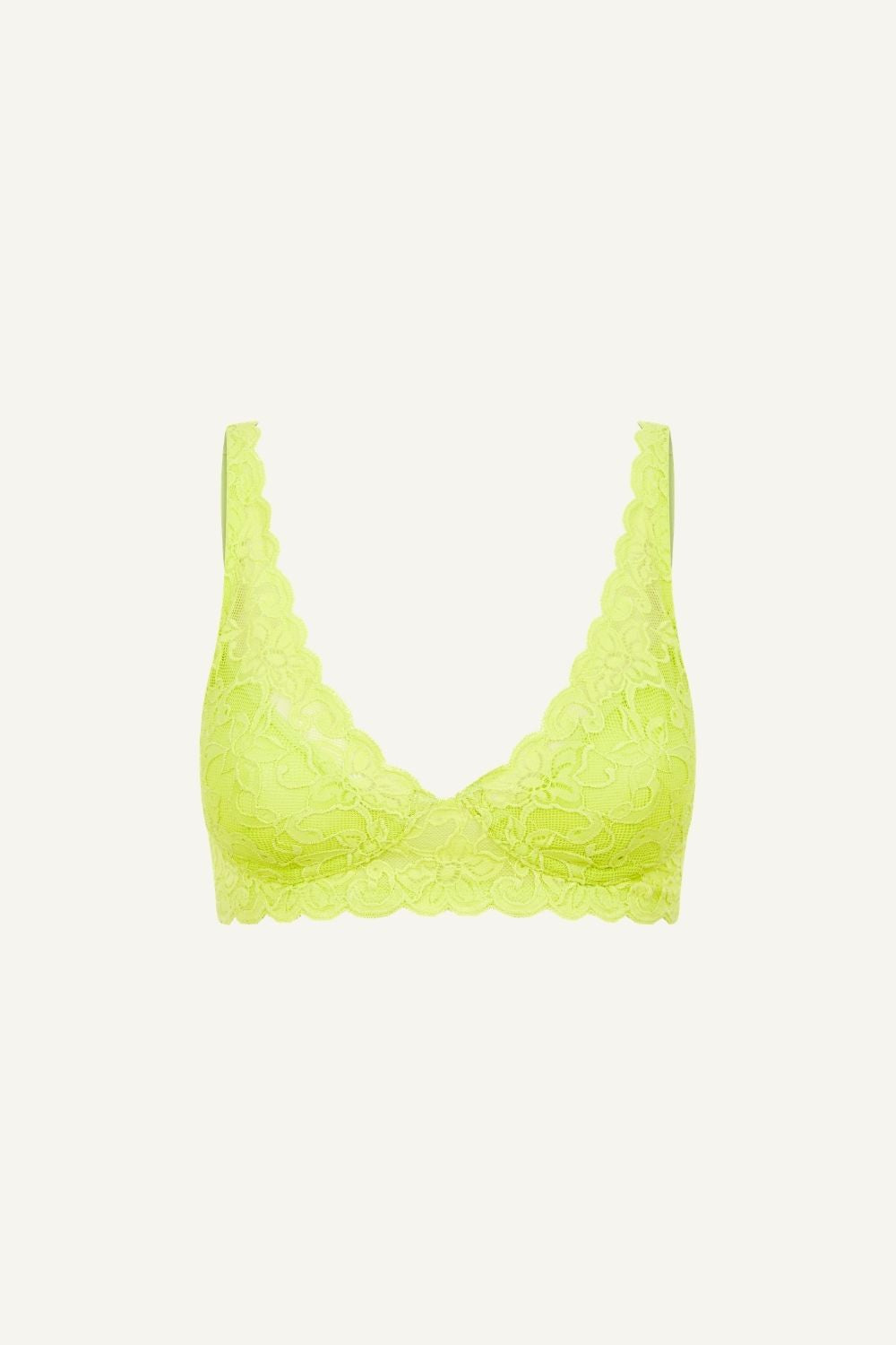 A ghost image of the front of the signature silhouette lace bra in the colour lime 