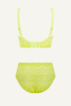 All Over Lime Lace Bra & Full Coverage Brief Set