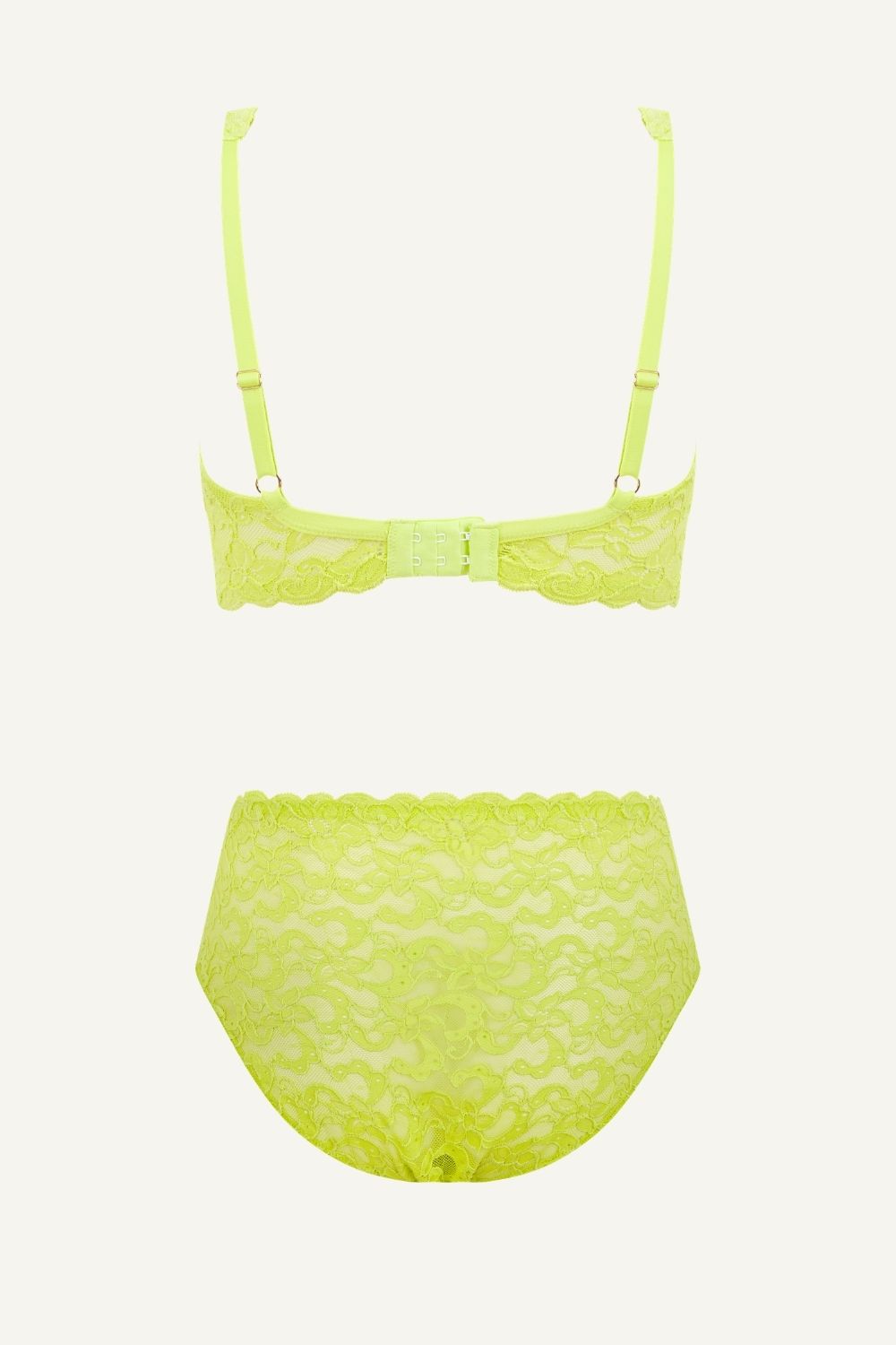 All Over Lime Lace Bra & Full Coverage Brief Set