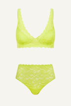 All Over Lime Lace Bra & Full Coverage Brief Set