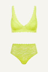 Silhouette Lace Bra & High Waisted Brief Set - Lime
