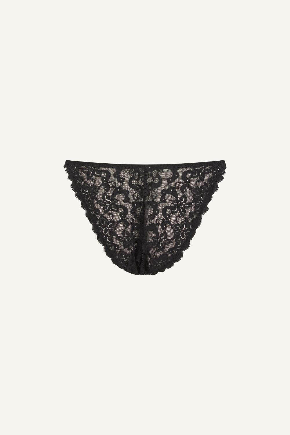 A ghost image of the back of the Silhouette Lace Tanga Brief in Black 