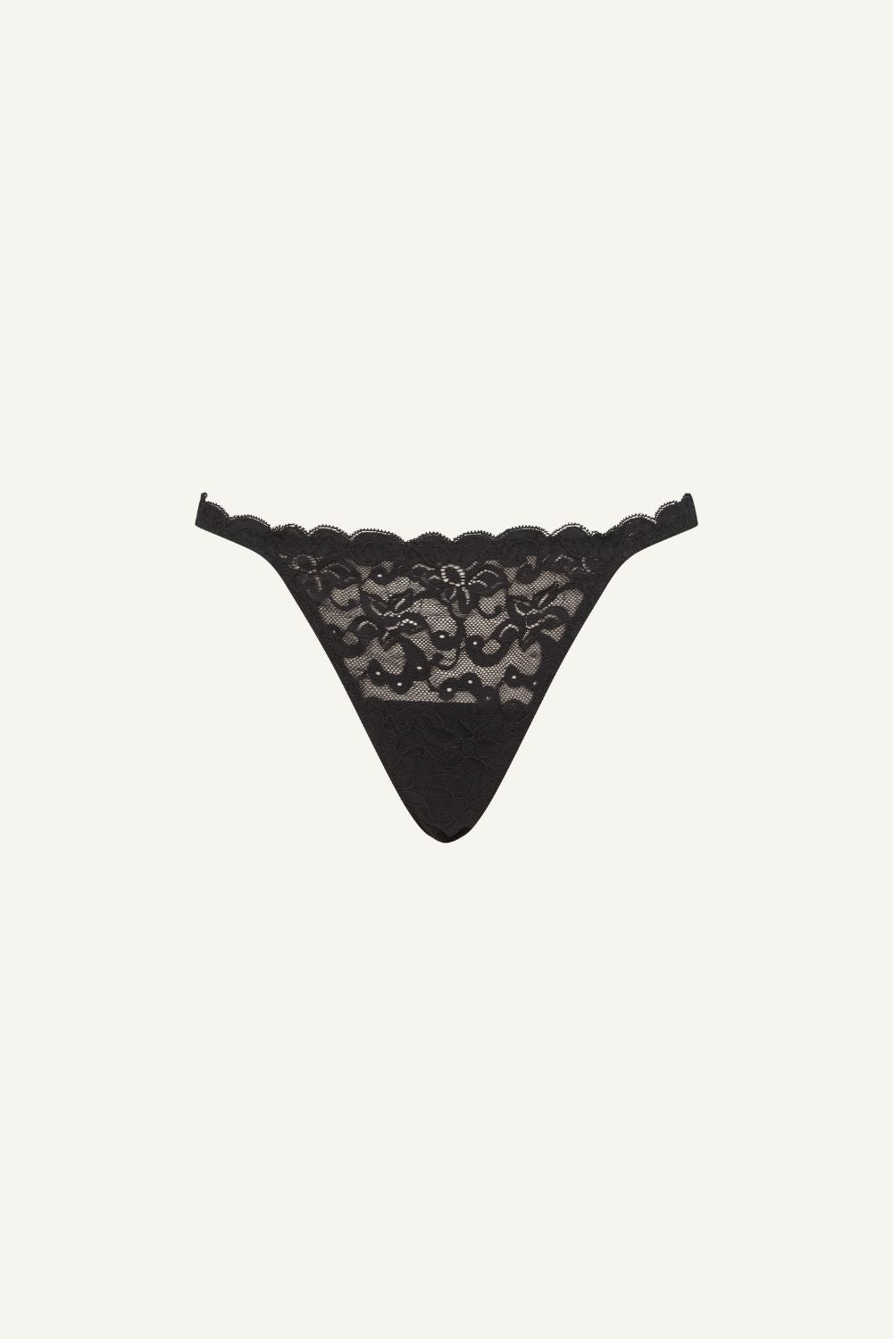 A ghost image of the front of a Silhouette Lace Tanga Brief - Black