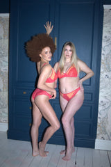 Mutli-Layer Mesh Bra & High Waisted Brief Set - Orange Duo